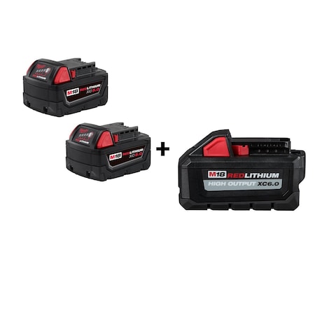 Milwaukee Tool M18 XC5.0 Battery 2PK + HO XC6.0 Battery 48-11-1852, 48-11-1865