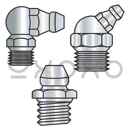 Oxoxo 1/8-27X.750 Grease Fitting 7/16 Hex, 1/8-27 SPL Pipe Thread Zinc ROHS Hole Size .373-.380, 500PK 521830