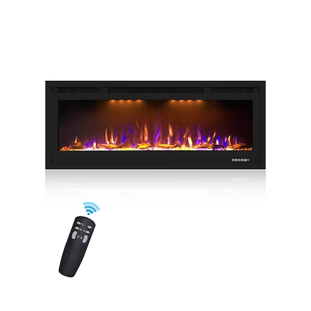 Edendirect 44.02-in W Black Wall mount LED Flat wall Electric Fireplace with Remote Control Included ZR-BI42