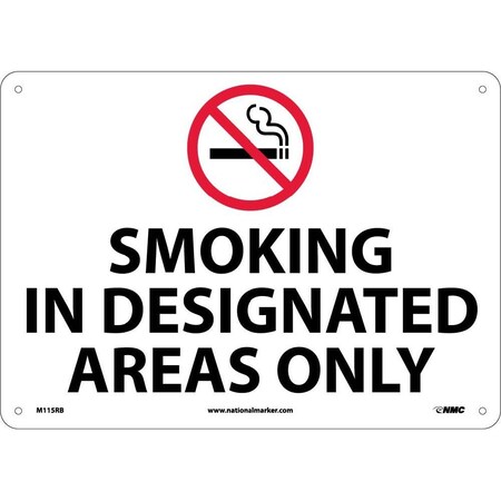 Nmc Smoking In Designated Areas Only Sign, M115RB M115RB