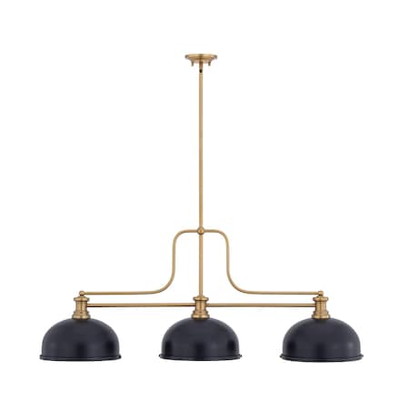 Z-Lite Melange Heritage Brass 3 Light Billiard 725-3HBR-D12MB