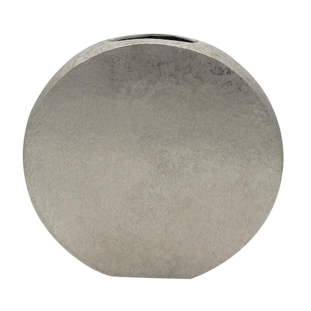 Homeroots 15" Silver Aluminum Round Disc Table Vase 574242