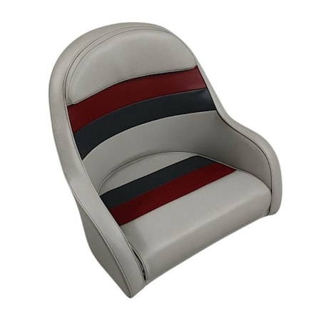 Horizon Mfg Premium Series Pontoon Bucket Style Captain Chair Gray/Red/Charcoal 3006-ABEC