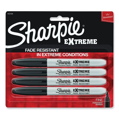 Sharpie Extreme Marker, Fine Bullet Tip, Black, 4PK 1927436