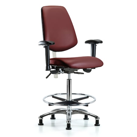 Blue Ridge Ergonomics Vinyl Clean Room Chair, Adjustable Arms BR-NCR-VHBCH-MB-CR-T1-A1-CF-RG-8815