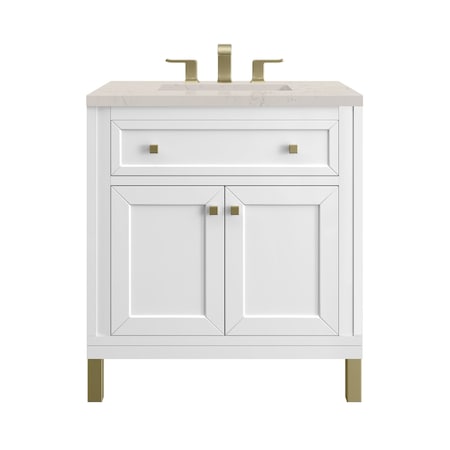 James Martin Vanities Chicago 30" Single Vanity, Glossy White, w/ 3 CM Siberian Silestone Top 503-V30-GW-3SFR
