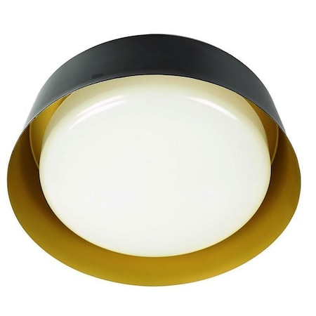 Westgate MODERN 16in FLUSH MOUNT DRUM BLACK/GOLD SELECTABLE 30/40/50K 30W 2800LM, 3000K/4000K/5000K FCD-16-MCT-BG