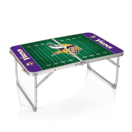Picnic Time Family Of Brands Minnesota Vikings - Concert Table Mini Portable Table, (Charcoal Wood Grain) 843-00-141-184-2