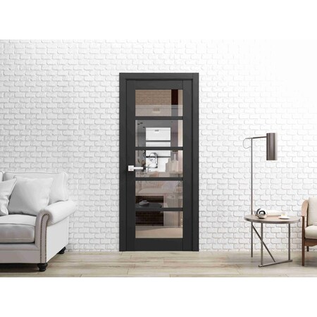 Sartodoors Solid Interior French Black 42x96 Solid Core Modern Interior QUADRO4522ID-BLK-4296