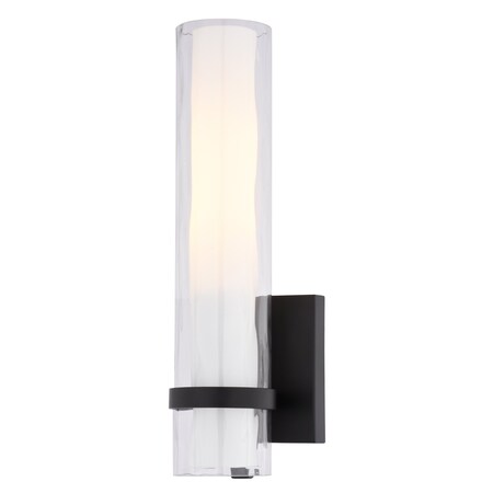 Vaxcel Vilo 1-Light Matte Black Bathroom ADA Vanity Fixture, Clear White Glass W0499