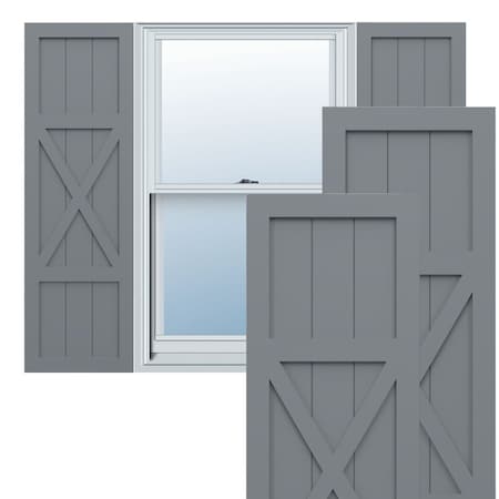 Ekena Millwork True Fit PVC Center X-Board Farmhouse Fixed Mount Shutters, Ocean Swell , 18W x 52H, PR TFP107FH18X052CH