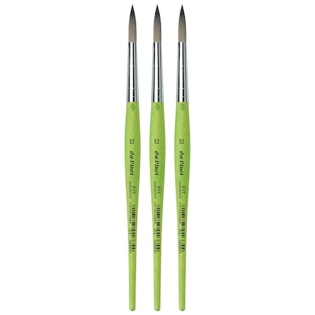 Da Vinci FIT Synthetics Student Brush, Synthetic, Acrylic & Tempera, Round, Series 373, Size 12, 3PK VA-373_12