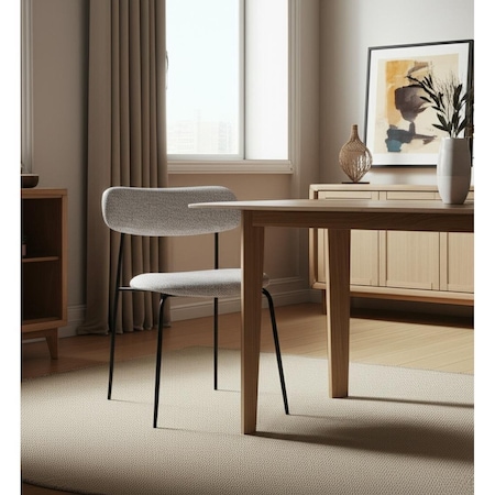 Homeroots Gray and Black Upholstered Fabric And Metal Open Back Dining Side Chair 605879