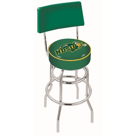 Holland Bar Stool Co 30" Chrome 2-Ring North Dakota State Swivel Bar Stool, Back L7C430NDakSt-G