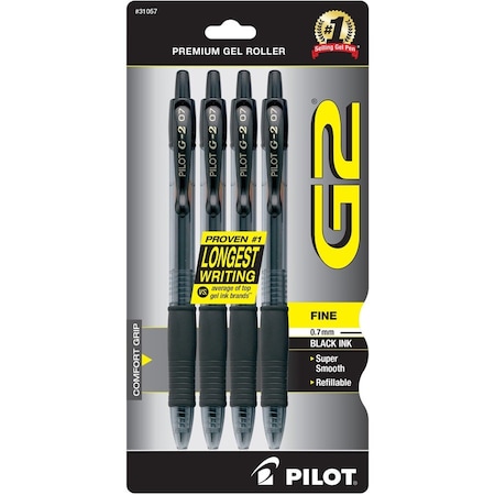 Pilot Pen, Gel, G2, Fn, Bk, PK4 31057