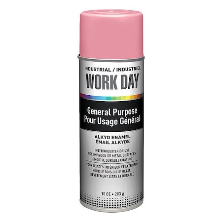 Work Day Spray Paint Primer, Pink, Gloss, Solvent, 10 oz A04407007