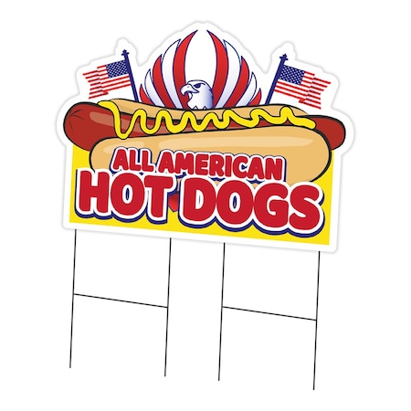 Signmission All American Hot Dogs Die Cut Yard & Stake outdoor plastic window, 2436-All American Hot Dogs C-DC-2436-DS-All American Hot Dogs19
