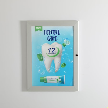 M&T Displays 22x28 Inch Enclosed Lockable Sealed Poster Showboard Silver Aluminum Noticeboard USBNS00022X2000