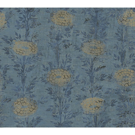 York Wallcoverings French Marigold Blue and Gold Wallpaper Sample AF6520SAM
