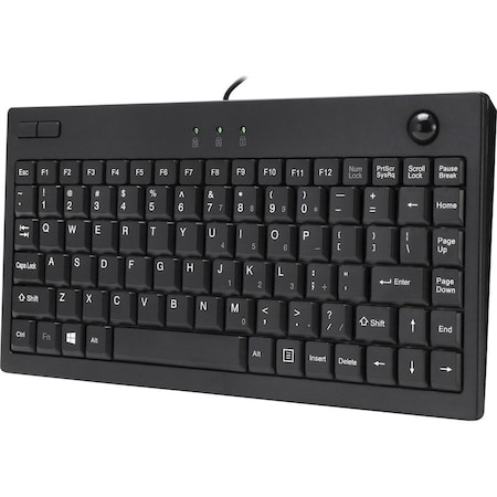Adesso AKB-310UB Mini Trackball Keyboard - USB - 87 Keys - Black AKB-310UB