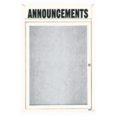 Aarco Illuminated Outdoor Enclosed Bulletin Board w/ Al Frame Header, Powder Coated White, 48''Hx36''W ODCC4836RHIW