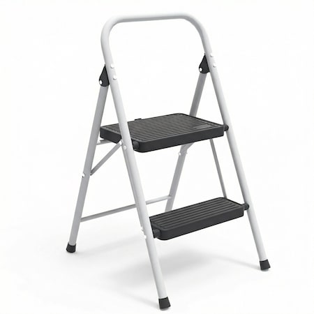 Wrightmaster 2-Step Folding Steel Step Stool, 7 ft. Reach with Non-Marring Feet, 330 lbs. Capacity Zoro1172FA-B