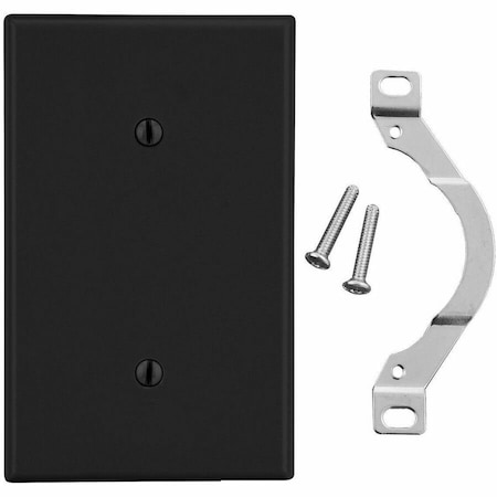 Hubbell Wiring Device-Kellems Wallplate, 1-Gang, Strap Mount Blank, Black P14BK