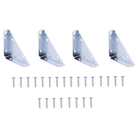 Prosource Corner Brace, 4 in L, 4 in W, 5/16 in H, Steel, Zinc-Plated, 2.5 mm Thick Material 22492ZCB-PS