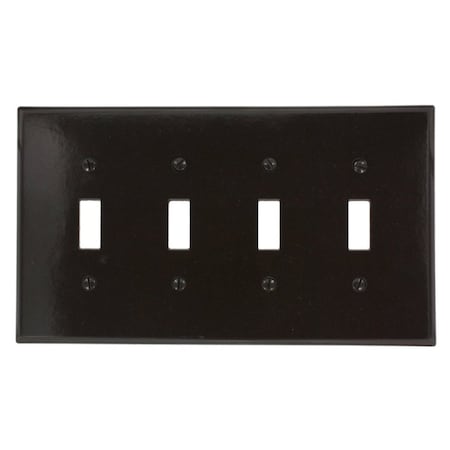 Leviton Switch Wallplate, Midway Size, Gang 4, Brown 80512