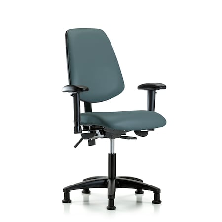 Blue Ridge Ergonomics Desk Chair Adjustable Arms, 18" to 23" Height, Vinyl, Colonial Blue BR-VDHCH-MB-RG-T1-A1-RG-8546