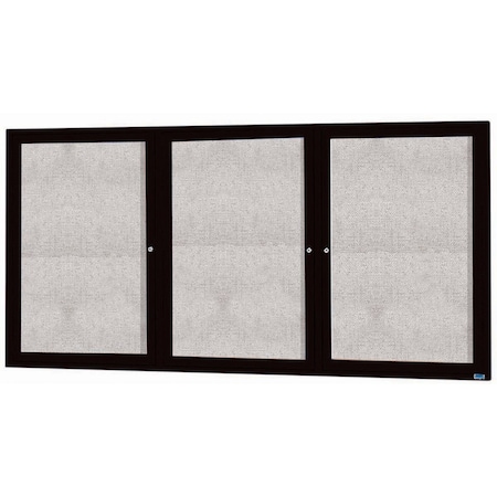 Aarco Outdoor Enclosed Bulletin Board w/ Al Frame, Powder Coated Black, 36''Hx72''W ODCC3672-3RBK