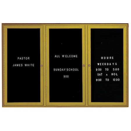 Aarco Enclosed Directory w/ Al Waterfall Style Frame, Antique Brass, Black Felt, 48''Hx72''W, 3 Door Unit WFD4872LB