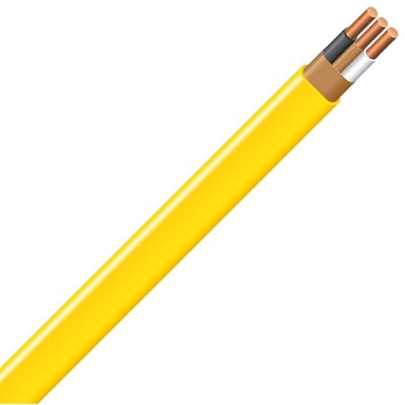 Southwire NM-B Non-Metallic Building Cable, Copper, 12 AWG, 2C, Yellow, Solid, 1000 ft 12/2NM-WGX1000