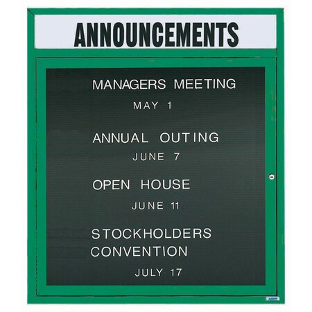 Aarco Outdoor Enclosed Directory w/ Al Frame Header, Powder Coated Green, 36''Hx30''W OADC3630HG