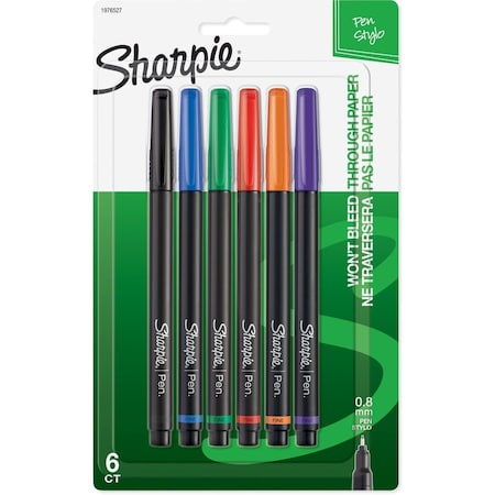 Sharpie Stick Permanent Pen Set, Fine 0.5 mm, Assorted PK6 1976527