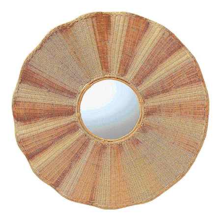 Bali & Pari Palm Scalloped Natural Rattan Wall Mirror 261-14319-ZORO