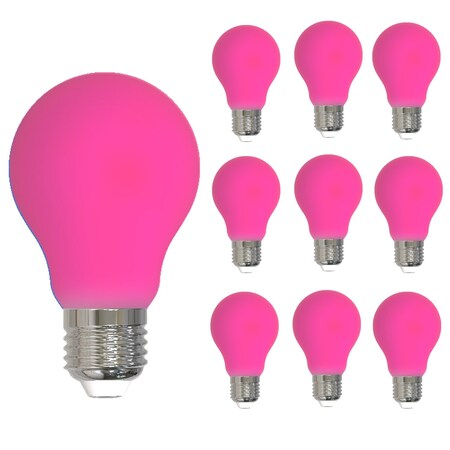 Bulbrite 25-Watt Equivalent Ceramic Pink Color A19 Weatherproof Outdoor E26 Medium Base LED Light Bulb, 10PK 862317