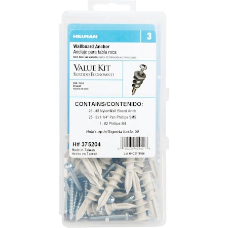 Hillman The Anchor Center Wallboard Nylon Anchor Kit 375204