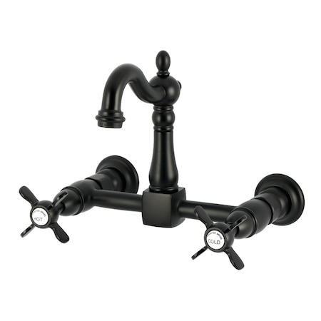 Kingston Brass Two-Handle Wall Mount Bridge Kitchen Faucet, Matte Black KS2440BEX