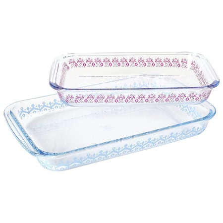 Spice By Tia Mowry 2 Piece 3.1 Quart and 2.3 Quart Glass Baker Set in Blue and Pink 139000.02R