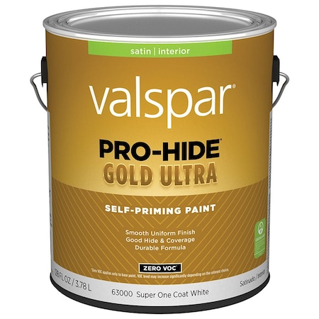 Valspar 1 Gal 63000 White Pro-Hide Gold Ultra Interior Self-Priming Paint, Satin 62004