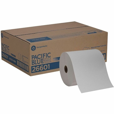 Georgia-Pacific Pacific Blue Basic Hardwound Paper Towels, Continuous Roll, 7 7/8 in W, 800 ft, White, PK6 26601