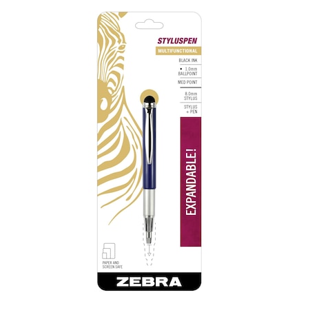 Zebra Pen StylusPen Telescopic Ballpoint 1.0mm 6 Asst Colors 1pk 36301