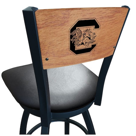 Holland Bar Stool Co 36" Blk Wrinkle South Carolina Swivel Bar Stool, Laser Engraved Back L03836BWMedMplASouCarBlkVinyl