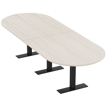 Skutchi Designs 12ft Conference Table With Power Unit | 12 Person Modular Racetrack Meeting Table | Harmony Series HAR-RAC-48X144-T.BK-K458-NA