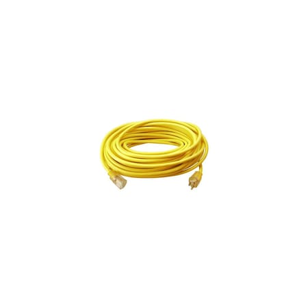 Master Electrician Extension Cord, 12/3 SJTW, Yellow Round Vinyl, Lighted End, 50-Ft. 02588ME
