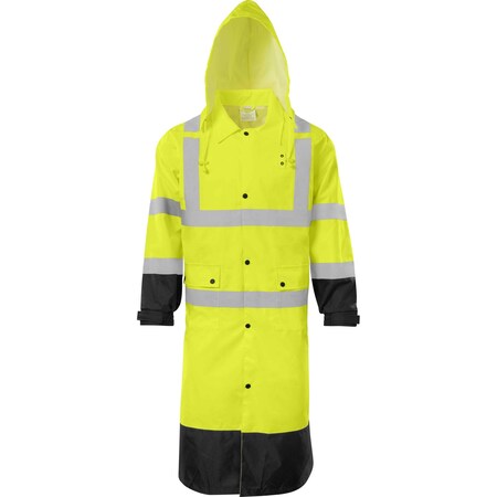 Ironwear 49" Waterproof Class 3 Hi Vis Reflective Raincoat, Lime, Medium 9511-L-MD