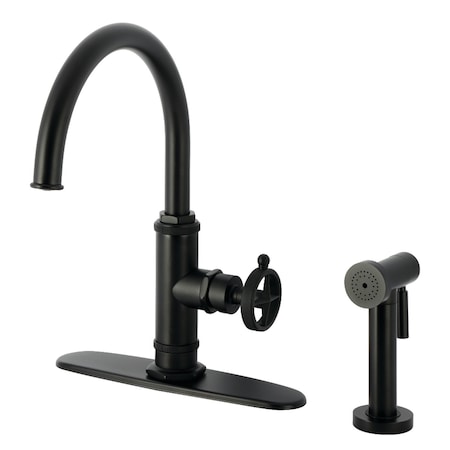 Kingston Brass Single-Handle Kitchen Faucet, Matte Black KSD2430RNK