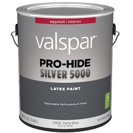Valspar Pro-Hide Silver 5000 7300 Latex Paint, Water Base, Eggshell, Pastel Base, 1 gal 028.0072002.007
