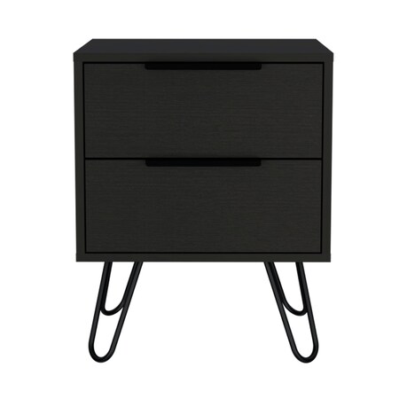 Homeroots 22" Black Wood Two Drawer Nightstand 543658